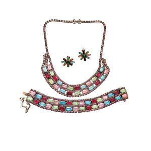 Amazing Unsigned Super Well Made Colorful Rhinestone Parure Sets (A4695)